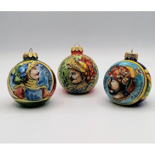 Julbollar Caltagirone med dekorationsserie carolingia - diameter ca 8 cm - 