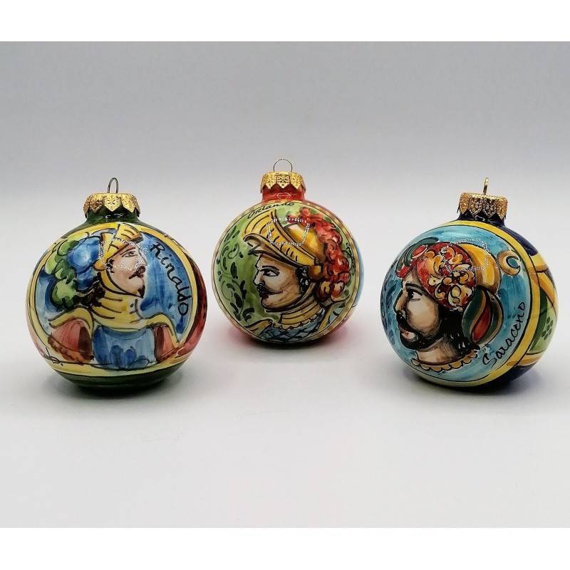 Caltagirone Christmas ball with selectable Carolingian series decoration – diameter about 8 cm (1pc) - 