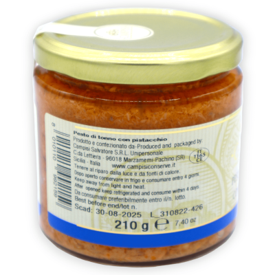 Pesto de atún siciliano con pistacho, 210g - 