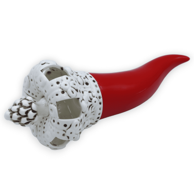 Hoorn met verouderde witte kroon, in kostbaar keramiek, met drie opties voor grootte (1st) - 