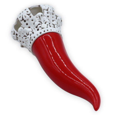 Hoorn met verouderde witte kroon, in kostbaar keramiek, met drie opties voor grootte (1st) - 