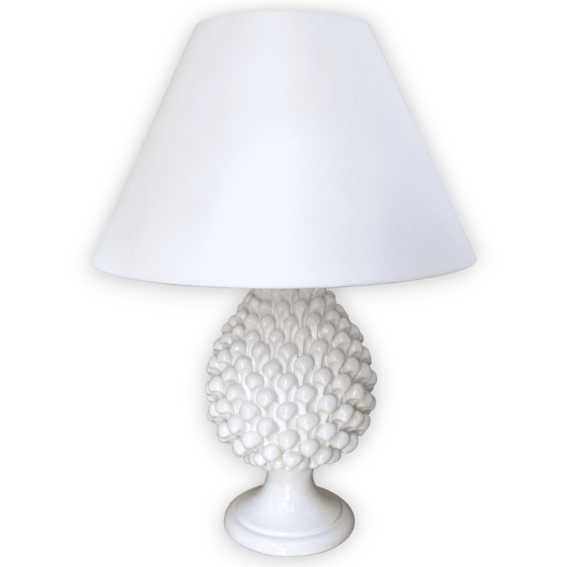 Lámpara Pigna en cerámica Caltagirone 100% artesanal en color Candid White - h 55 cm aprox. modo NT - 