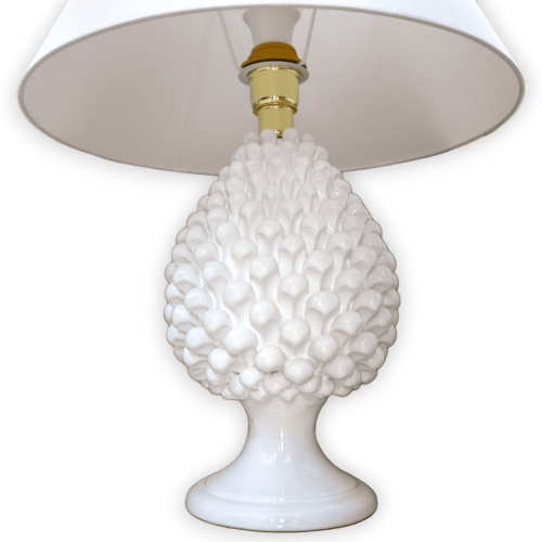Lume Pigna in ceramica di Caltagirone 100% artigianale colore Bianco Candido- h 55 cm ca. -  2