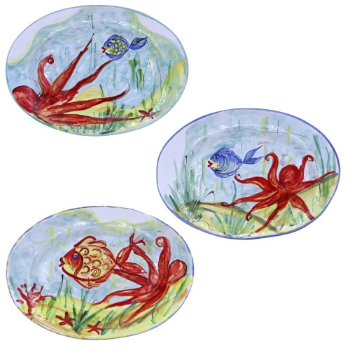 Vassoio Ovale da portata in pregiata ceramica, con tre opzioni decoro, L 40 cm x h 30 cm ca. (1Unità) - 