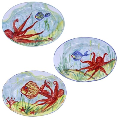 Vassoio Ovale da portata in pregiata ceramica, con tre opzioni decoro, L 40 cm x h 30 cm ca. (1Unità) - 