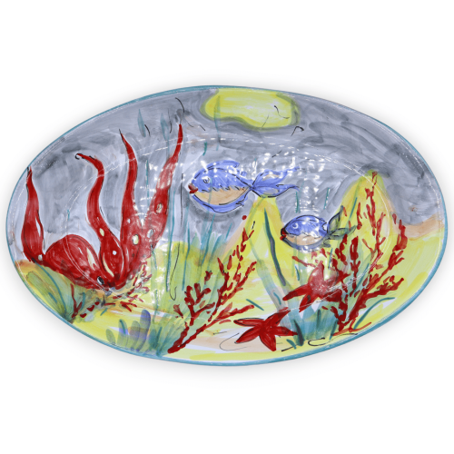 Bandeja de servir ovalada en cerámica fina, con tres opciones de decoración, L 48 cm x h 30 cm aprox. (1 PC) -  2