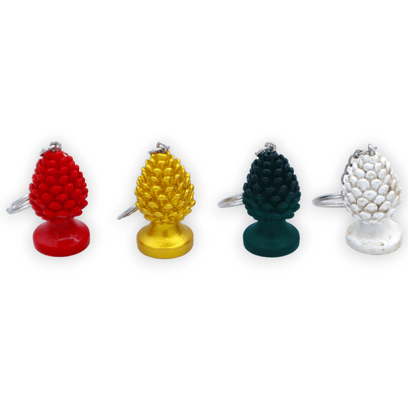 Portachiavi pigna in resina con quattro opzioni colore, h 4,5 cm - 