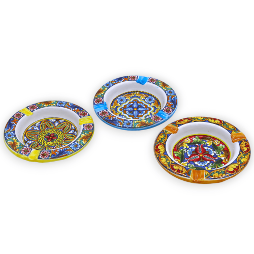 Cenicero de cerámica, con motivo barroco aleatorio y color aleatorio - Ø 10 cm aprox. (PC 1) - 