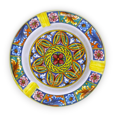 Posacenere in ceramica, con motivo decoro barocco casuale e colore casuale - Ø 10 cm ca. (1Unità) - 