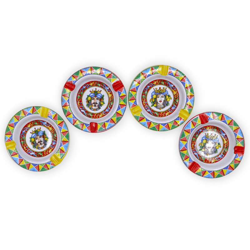 Posacenere in ceramica, con motivo decoro testa di moro, opzione uomo o donna colore casuale - Ø 10 cm ca. (1Pz) - 