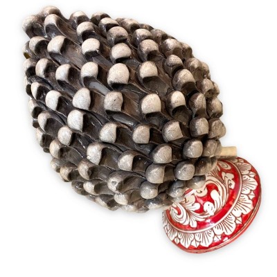 Cône de pin sicilien en céramique de Caltagirone avec 2 options de taille (1pc) décoration baroque à tige blanche antiqu