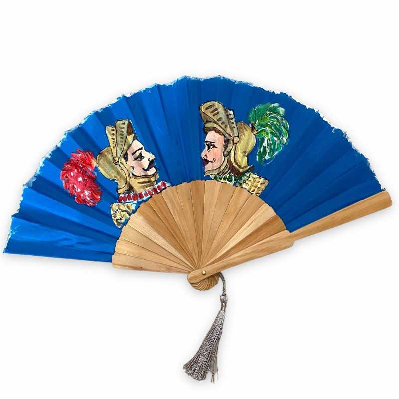Fan in pure cotton and hand painted wood with SICILIAN PALADINS subject - 