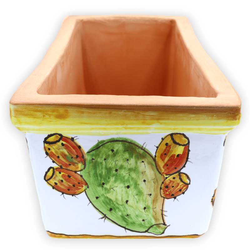 Vase boîte rectangulaire en céramique fine, décor figue de barbarie, disponible en cinq tailles - (1 pièce) - 