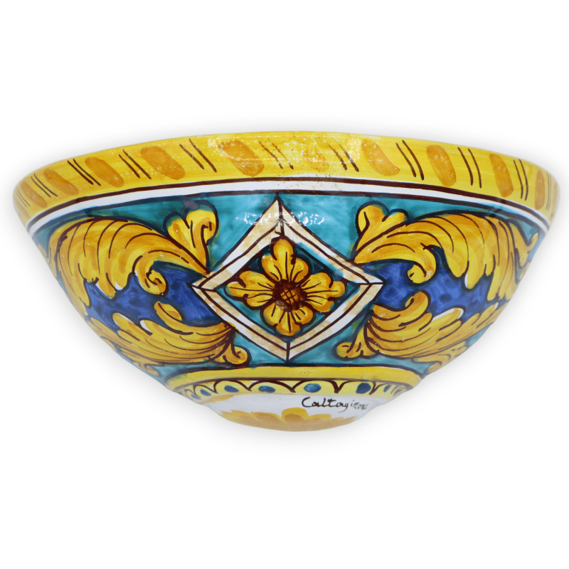 Caltagirone keramische mand, ca. 22 x 12 cm, barokke en geometrische decoratie - 