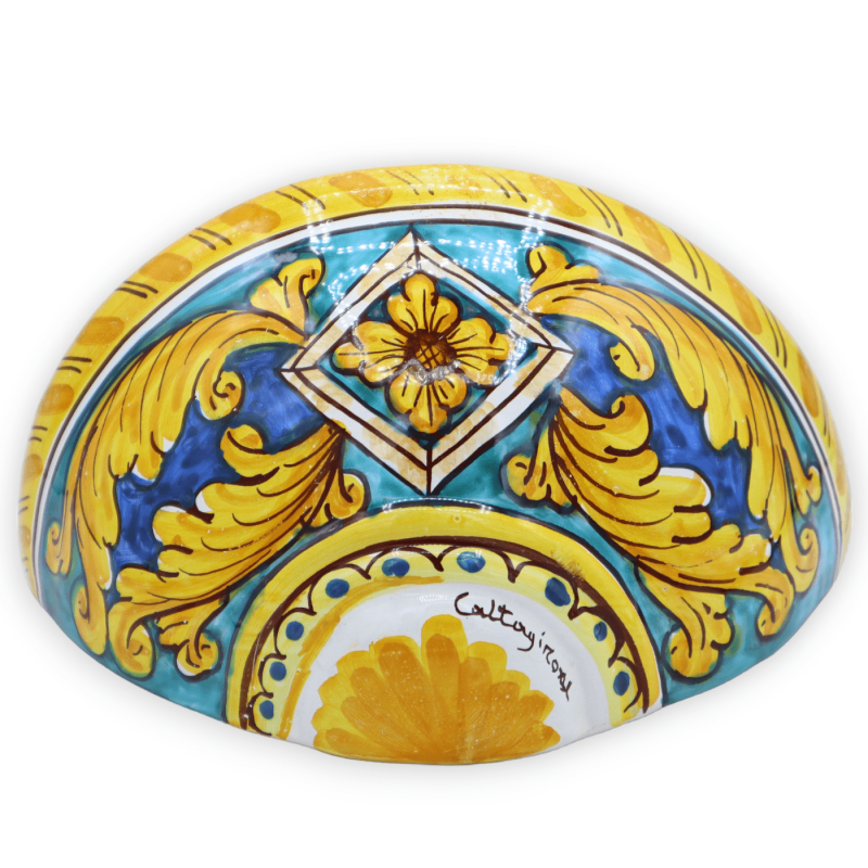 Caltagirone keramische mand, ca. 22 x 12 cm, barokke en geometrische decoratie - 