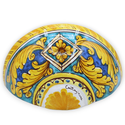 Caltagirone keramische mand, ca. 22 x 12 cm, barokke en geometrische decoratie - 