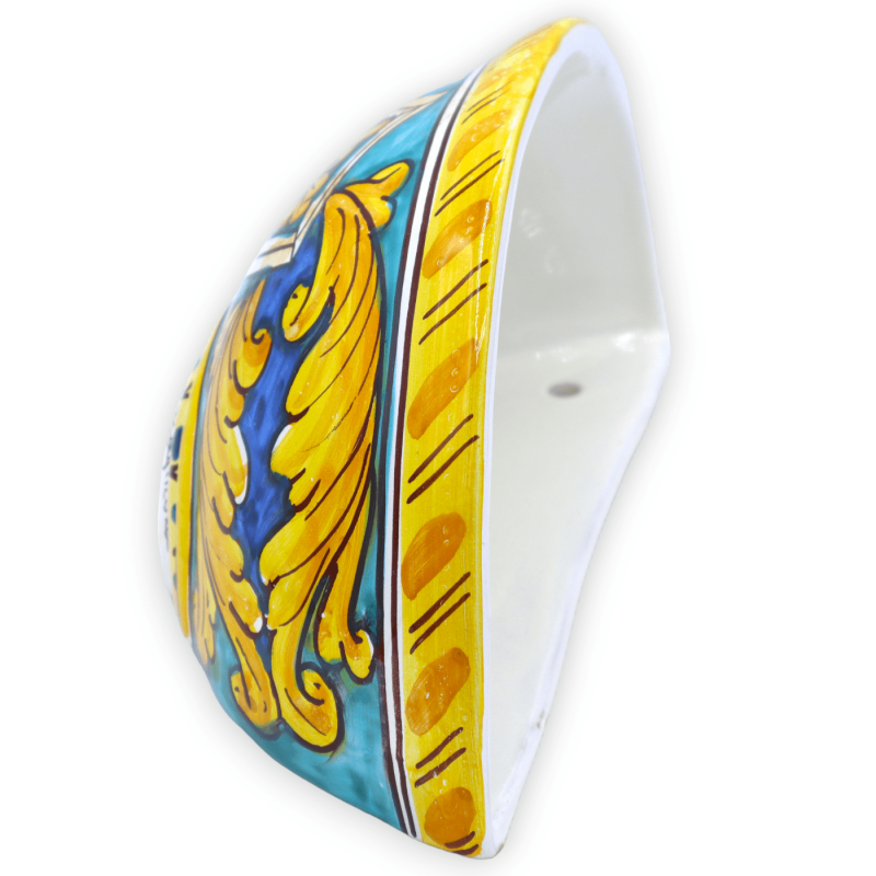 Gerla in ceramica Caltagirone, L 22 x 12 cm ca. decoro Barocco e geometrico - 