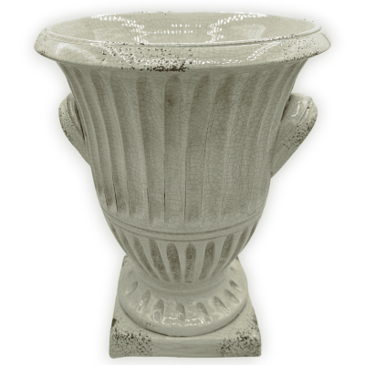 Empire-Vase, H 33 und Ø ca. 25 cm. Antikweiß mit Crackle-Effekt - 