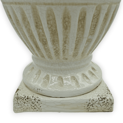 Empire-Vase, H 33 und Ø ca. 25 cm. Antikweiß mit Crackle-Effekt - 