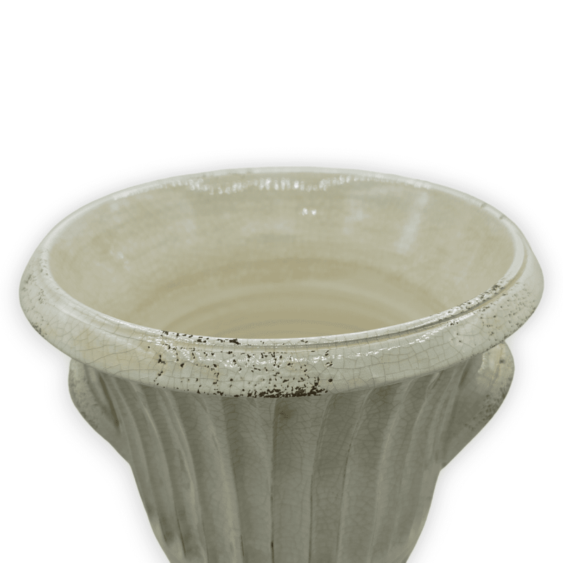 Empire-Vase, H 33 und Ø ca. 25 cm. Antikweiß mit Crackle-Effekt - 