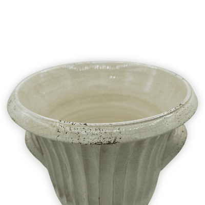Jarrón imperio, h 33 y Ø aprox.25 cm. Blanco antiguo con efecto craquelado - 