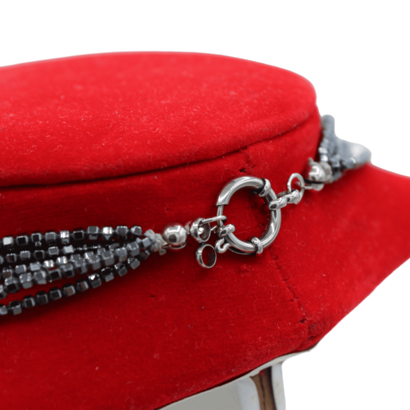Collier modèle Dégradé à cinq rangs de cristaux et perles naturelles - L 60 cm - 