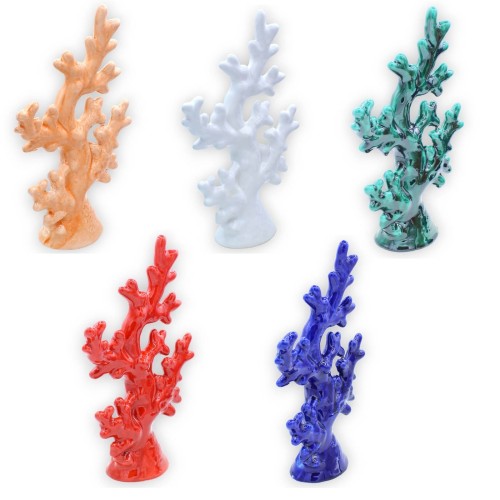 Coral branch in fine ceramic, with various color options, h 30 x W 18 cm approx. (1pc) - 