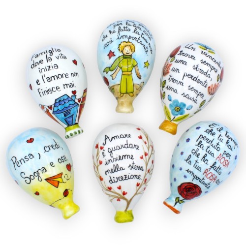 Ballon mural en céramique fine sicilienne, avec différentes options de décoration, H 14 cm et L 9 cm environ. (1 pc) - 