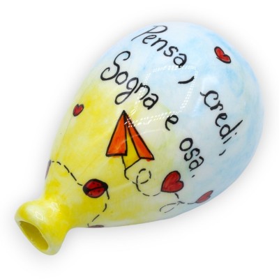 Ballon mural en céramique fine sicilienne, avec différentes options de décoration, H 14 cm et L 9 cm environ. (1 pc) - 