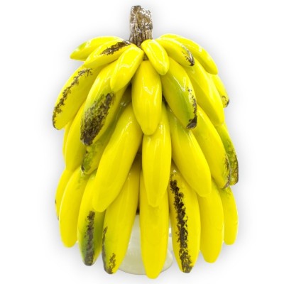 Centralna kiść bananów z łodygą, ze szlachetnej ceramiki - wys. 34 cm i dł. 23 cm ok. - 