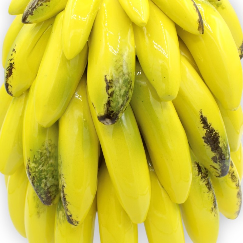 Centralna kiść bananów z łodygą, ze szlachetnej ceramiki - wys. 34 cm i dł. 23 cm ok. - 