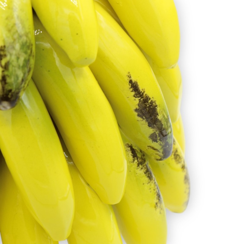 Centralna kiść bananów z łodygą, ze szlachetnej ceramiki - wys. 34 cm i dł. 23 cm ok. - 