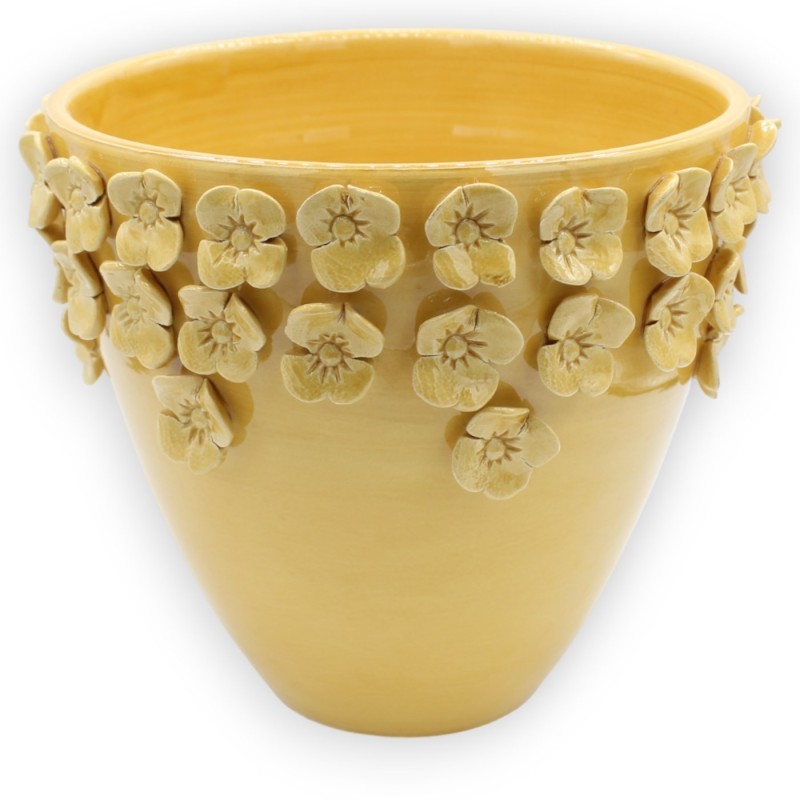 Vase in fine ceramic with relief flower applications Ø 25 cm (1pc) with 2 decoration options - 