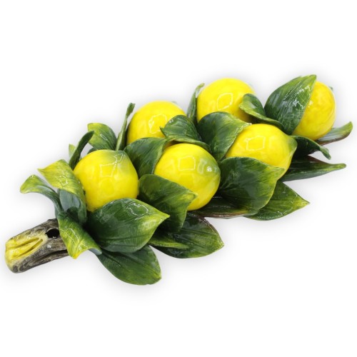 Fagot mural, branche avec composition de citrons et feuilles - H 38 cm x L 18 cm x P 8 cm env. -  2