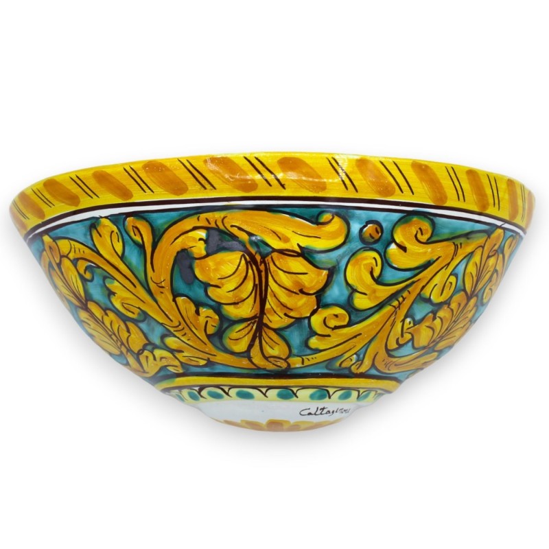 Cesta de cerámica de Caltagirone, decoración barroca clásica - L 22 x h 12 cm aprox. - 