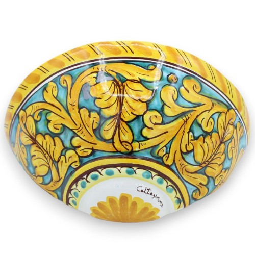 Caltagirone ceramic basket, classic Baroque decoration - L 22 x h 12 cm approx. -  2