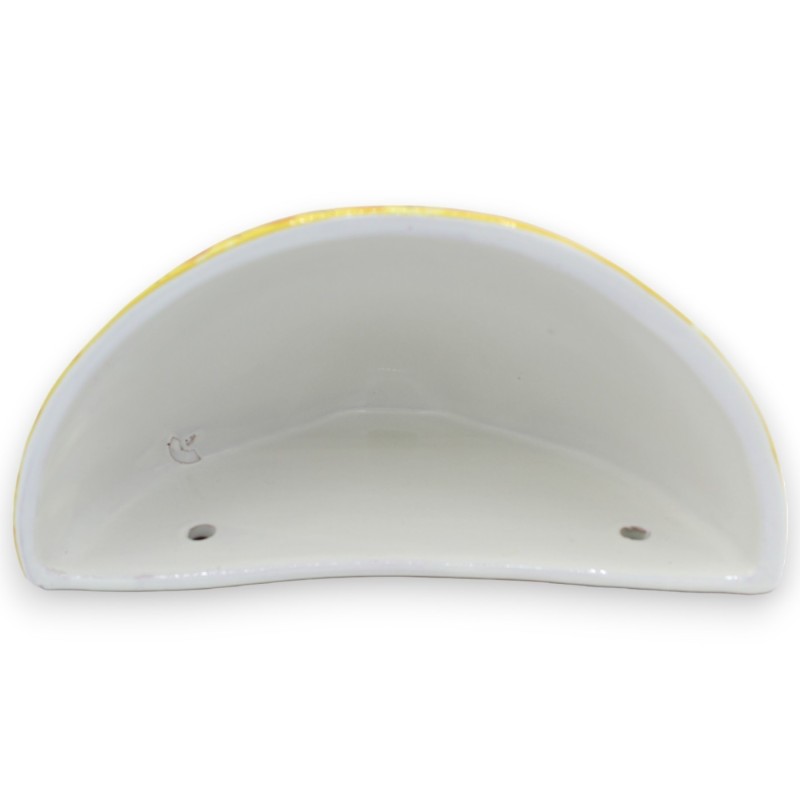Ceramiczna sakwa Caltagirone, barokowa dekoracja i kwiaty na niebieskim tle - 25 dł. x 11 wys. cm ok. - 