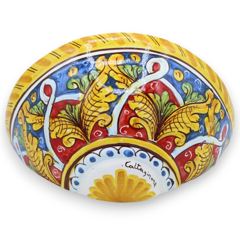 Kosz ceramiczny Caltagirone, ok. 22 x 12 cm, dekoracja barokowa i geometryczna - 
