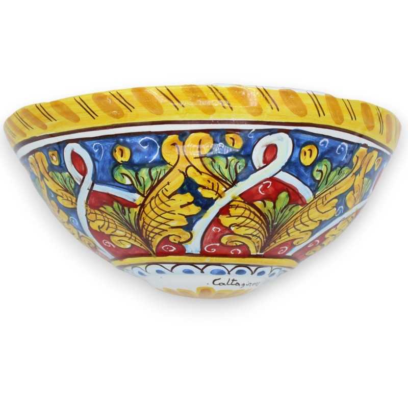 Alforja de cerámica Caltagirone, decoración barroca y geométrica - 25 L x 11 h cm aprox. - 