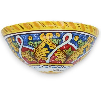 Caltagirone keramische mand, ca. 22 x 12 cm, barokke en geometrische decoratie - 