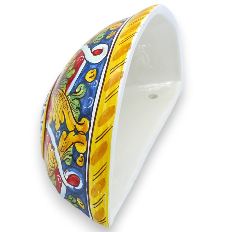 Caltagirone keramische mand, ca. 22 x 12 cm, barokke en geometrische decoratie - 