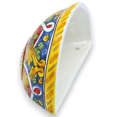 Caltagirone keramische mand, ca. 22 x 12 cm, barokke en geometrische decoratie - 