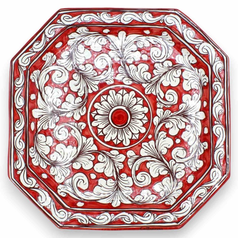 Assiette octogonale en céramique Caltagirone, avec différentes options de décoration - h 32 x 32 cm environ. (1 pc) - 