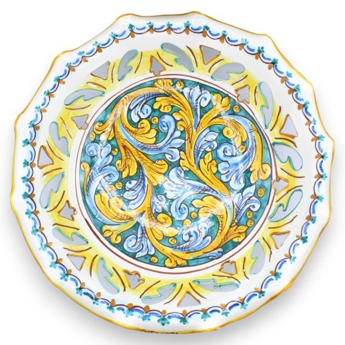 Présentoir à fruits festonné et ajouré, céramique Caltagirone, 3 options de tailles (1pc) décoration baroque -  2