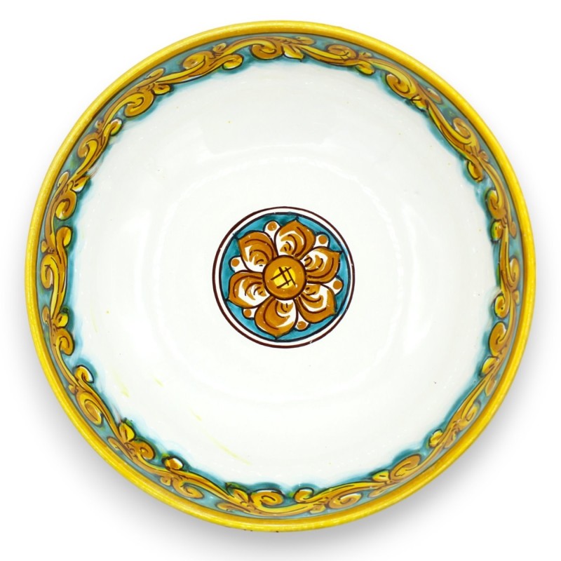 Ensaladera de cerámica Caltagirone, Ø 27 cm aprox. decoración barroca y flores - 