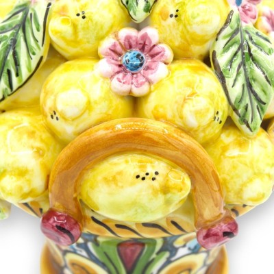 Caltagirone keramisk mittkorg, h ca 20 cm. Multidekoration med applicering av citroner, blommor och blad - 