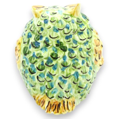 Igeleule aus Caltagirone-Keramik, H ca. 11 cm. - mehrfarbiges Gefieder, zufällige Farbe (1 Stück) - 