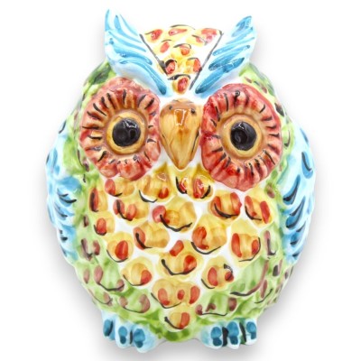 Igeleule aus Caltagirone-Keramik, H ca. 11 cm. - mehrfarbiges Gefieder, zufällige Farbe (1 Stück) - 