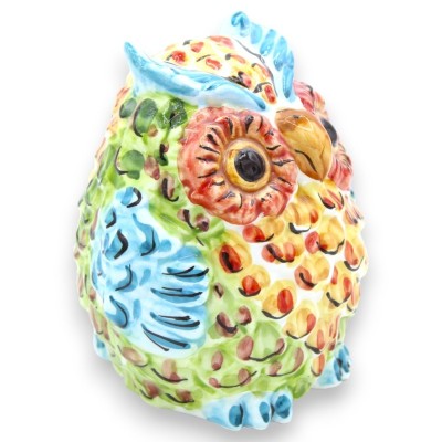 Igeleule aus Caltagirone-Keramik, H ca. 11 cm. - mehrfarbiges Gefieder, zufällige Farbe (1 Stück) - 