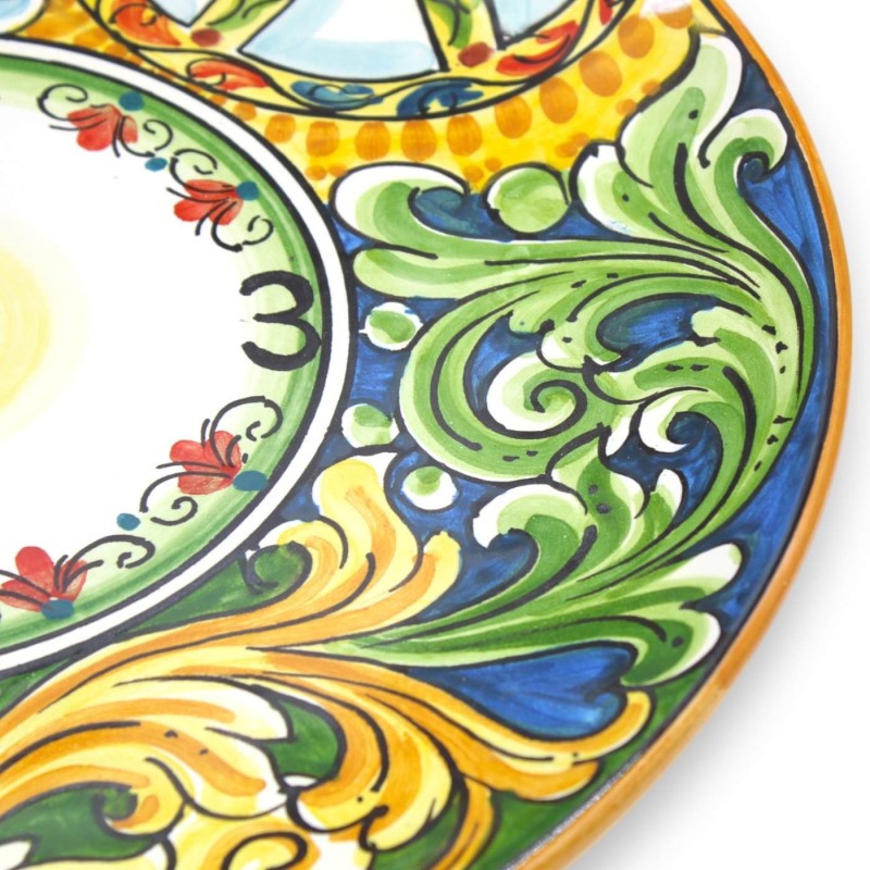 Caltagirone ceramic clock, with gear, baroque decoration, cart wheel and prickly pear, various sizes (1pc) - 